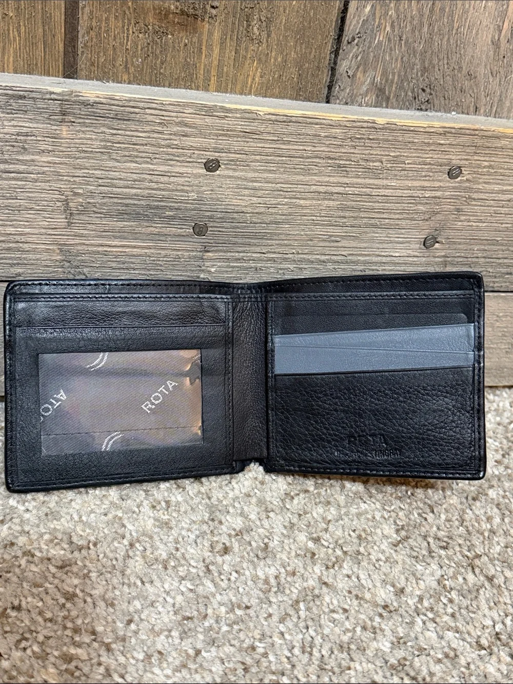 ROTA Genuine Stingray Leather Bifold Wallet Black Blue Exotic Leather Men’s